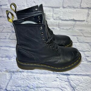 Doc Dr. Martens Air Wair Women's Leather Boots Size 5 Black Lace Up Combat Shoes